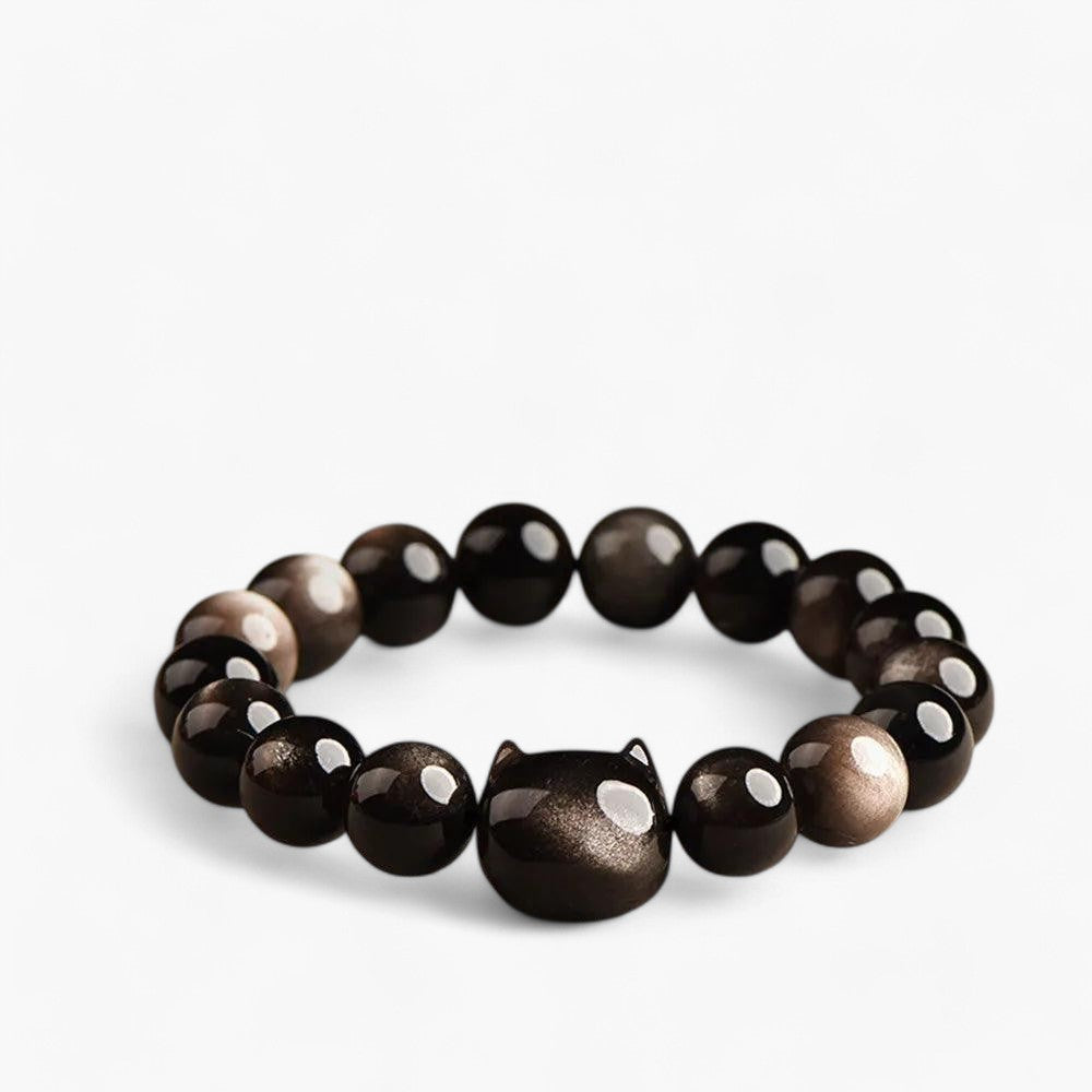 Obsidian Katte-Armbånd