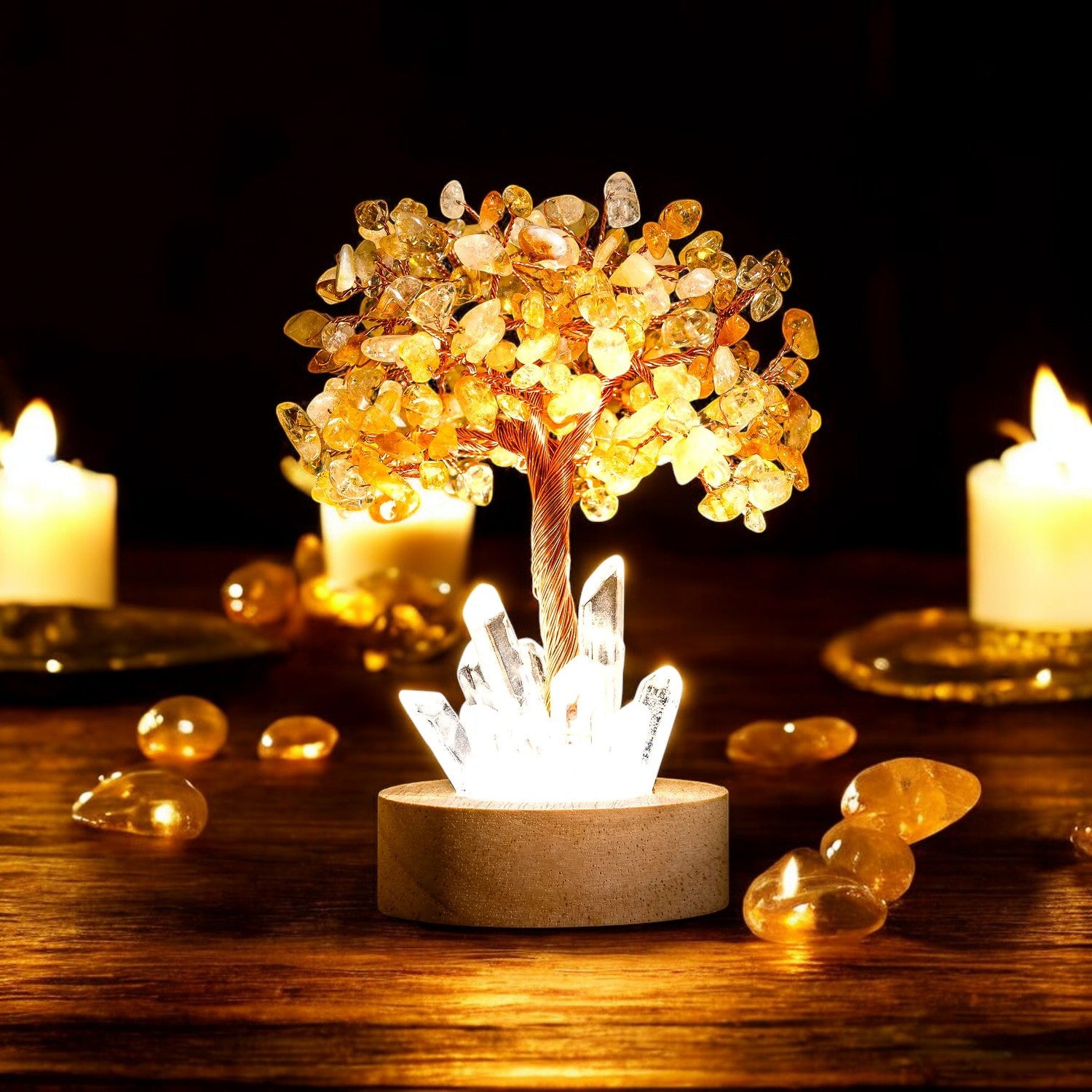 Golden Glow Citrin Velstandstræ-Lampe