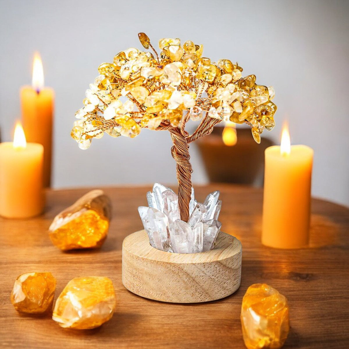 Golden Glow Citrin Velstandstræ-Lampe