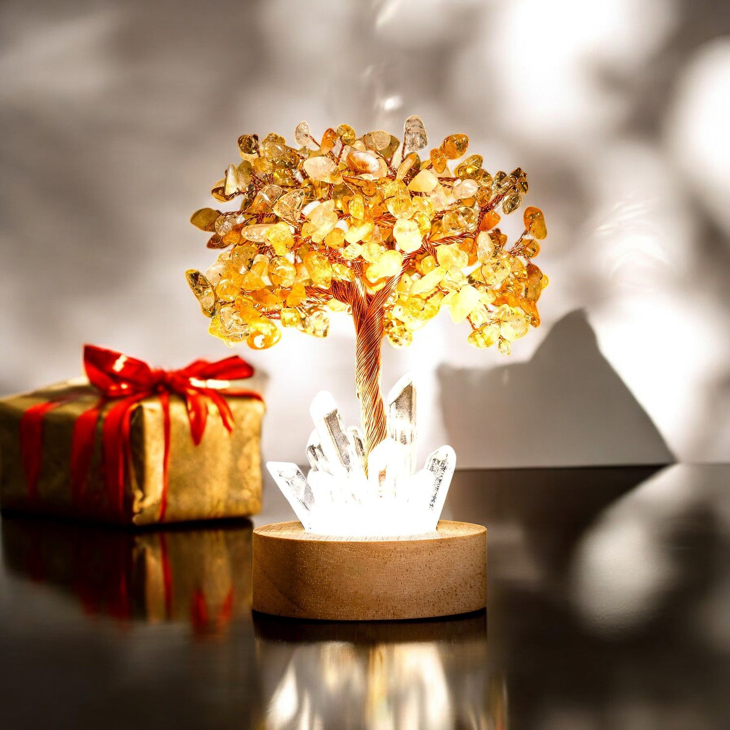 Golden Glow Citrin Velstandstræ-Lampe