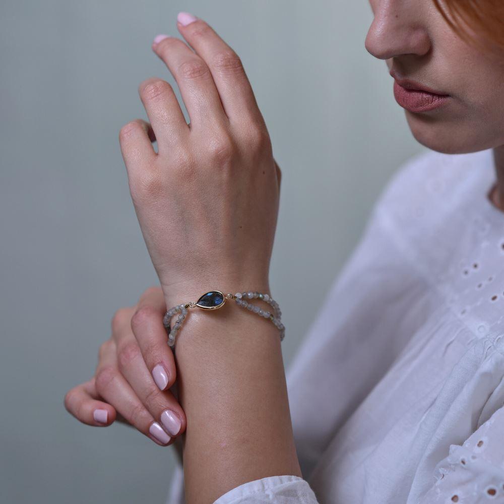 Labradorit, Glimmer, Månestens- og Amazonit-armbånd "Øm Kærlighed"