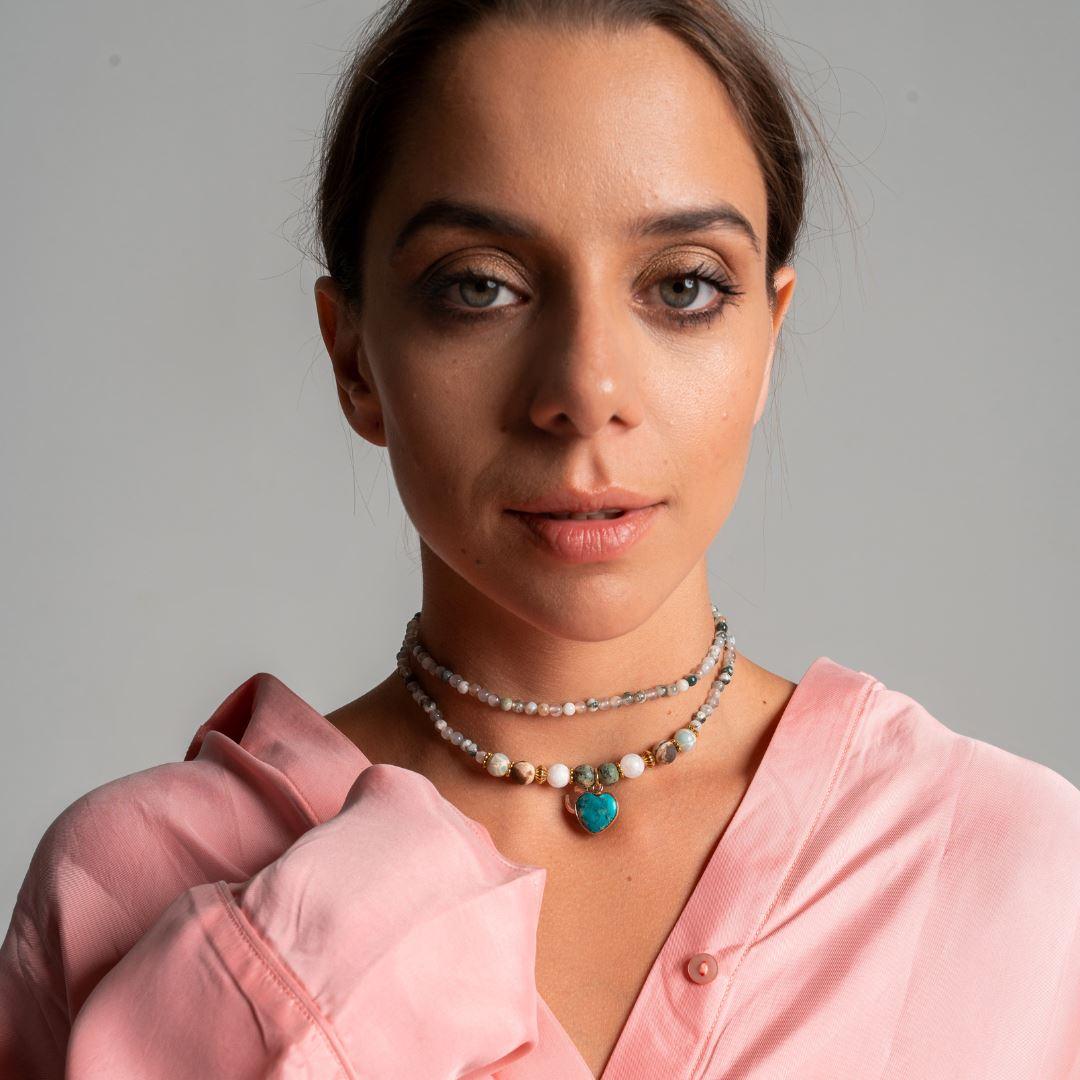 Achat & Jaspis Mala Halskæde/Armbånd "Yoga Zen"