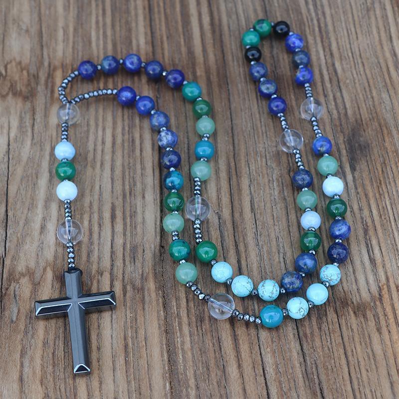 Helbredende kors-halskæde med matchende armbånd "Syv sten"