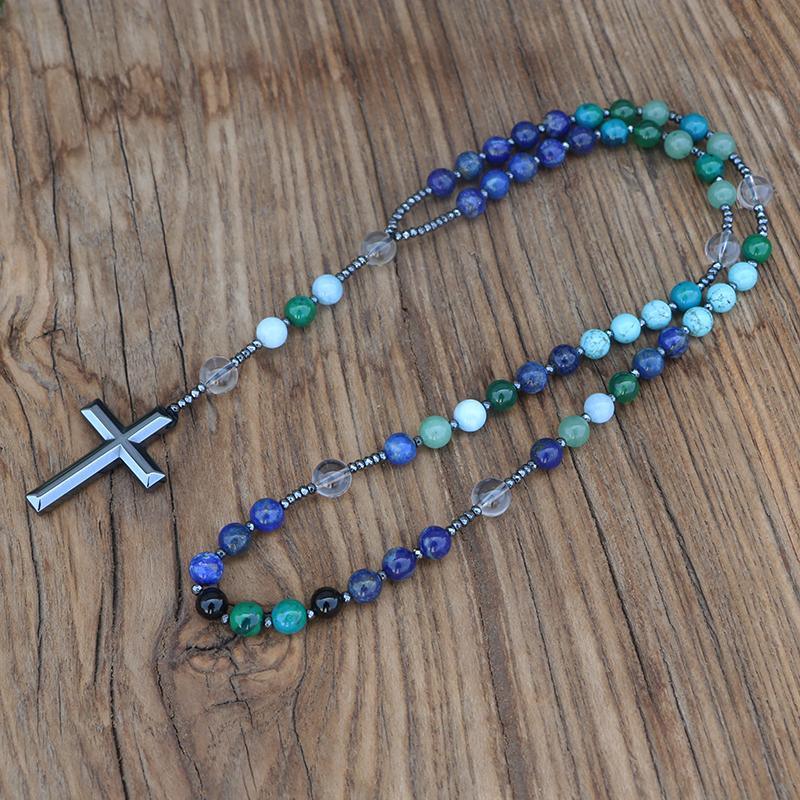 Helbredende kors-halskæde med matchende armbånd "Syv sten"