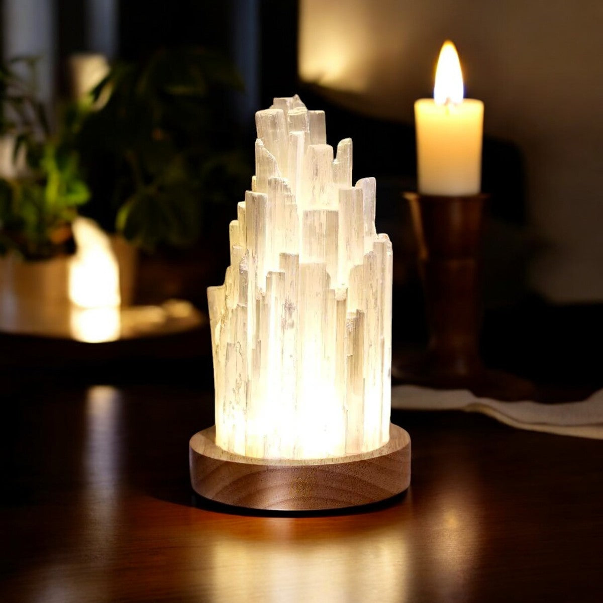 Strålende Selenit Healingslampe