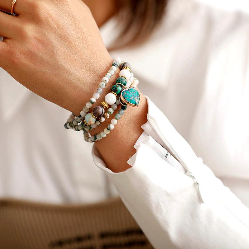 Achat & Jaspis Mala Halskæde/Armbånd "Yoga Zen"