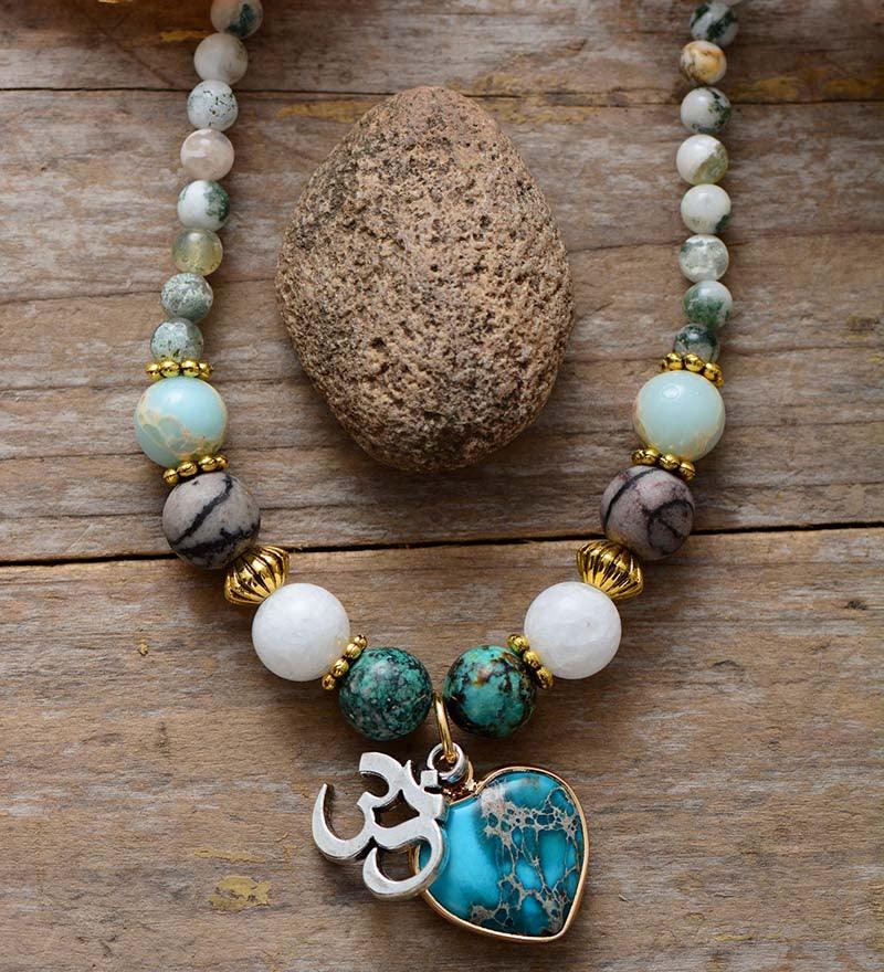 Achat & Jaspis Mala Halskæde/Armbånd "Yoga Zen"