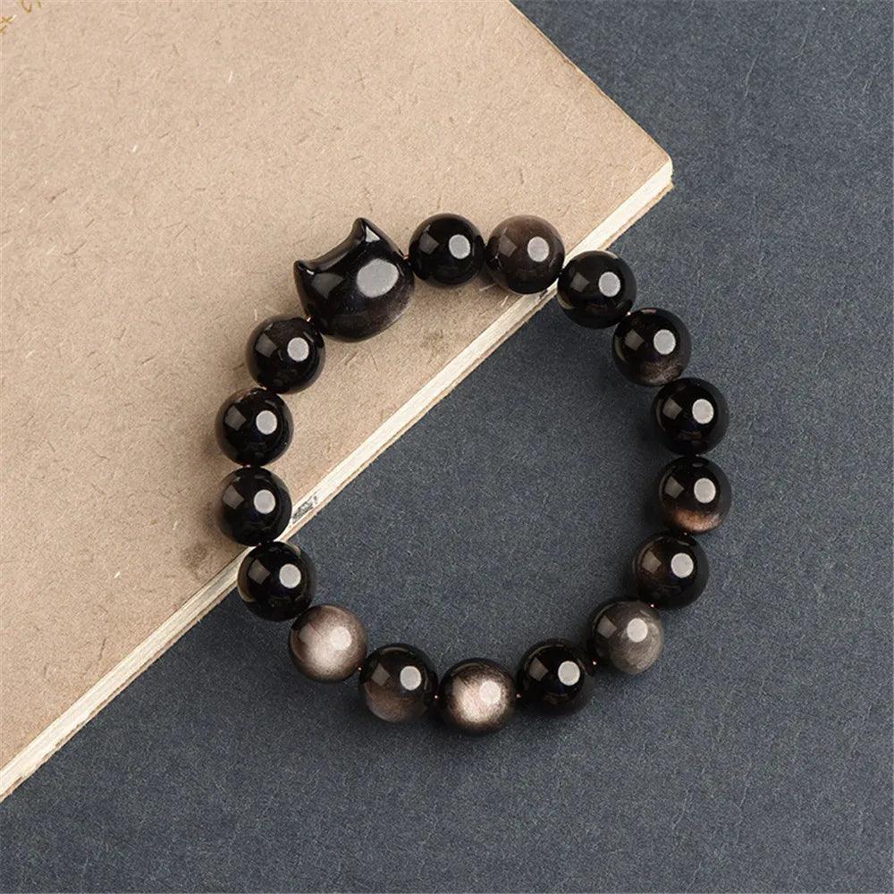 Obsidian Katte-Armbånd