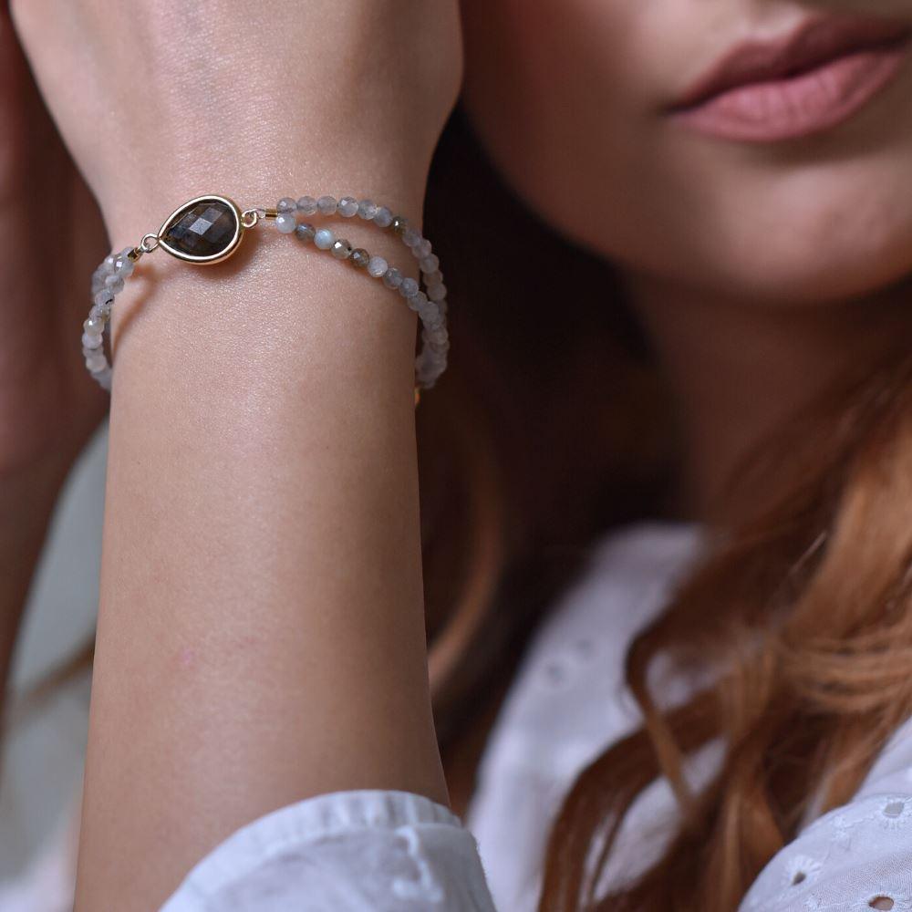 Labradorit, Glimmer, Månestens- og Amazonit-armbånd "Øm Kærlighed"