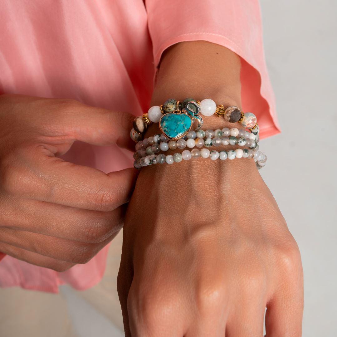 Achat & Jaspis Mala Halskæde/Armbånd "Yoga Zen"
